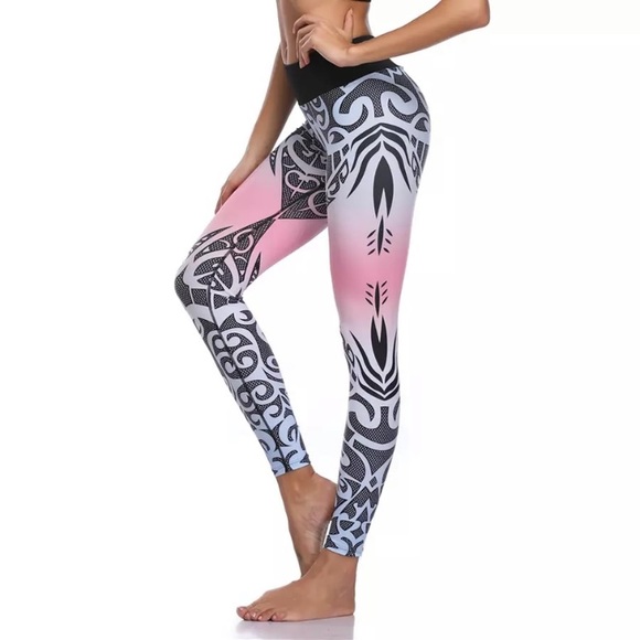 Silverskylight Pants - FINAL PRICE !Pink black white tribal yoga leggings